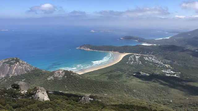 Australian beach seen from a coastal lookout