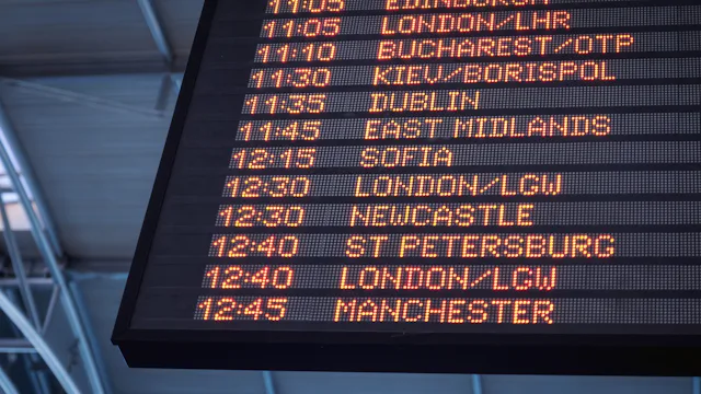 Airport departures board