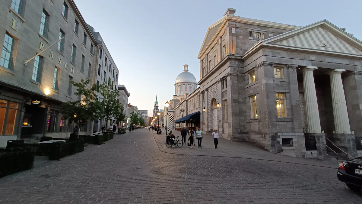 Cobblestone street in a Canadian city