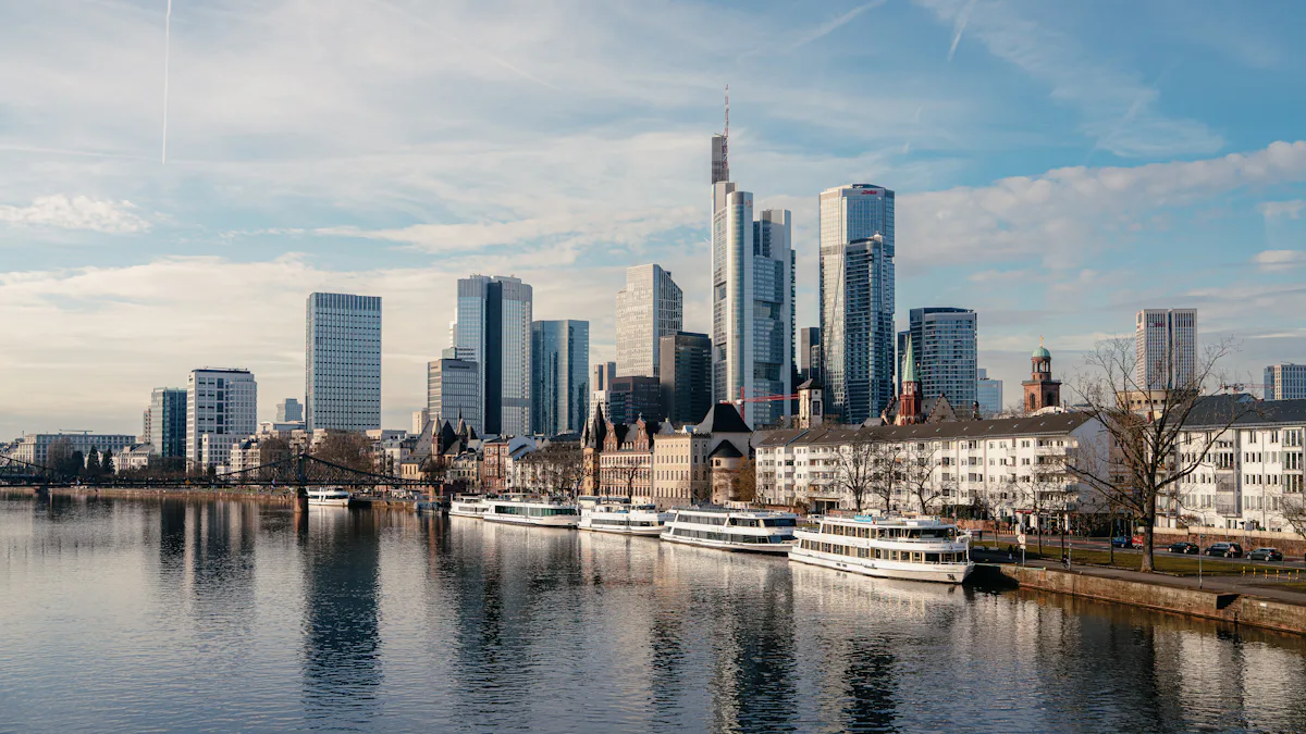 Frankfurt skyscrapers along the River Main