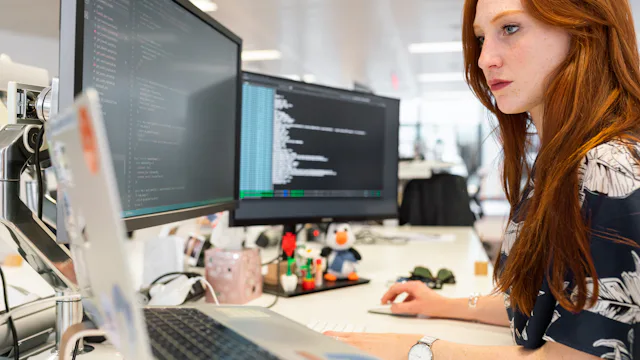 Software engineer working at a computer