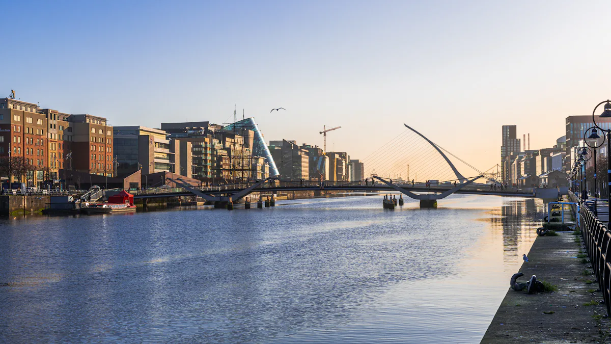 Modern bridge over the River Liffey in Dublin