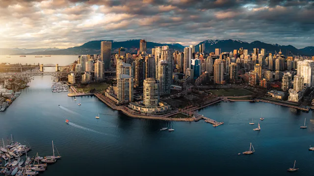Vancouver skyline and False Creek waterfront