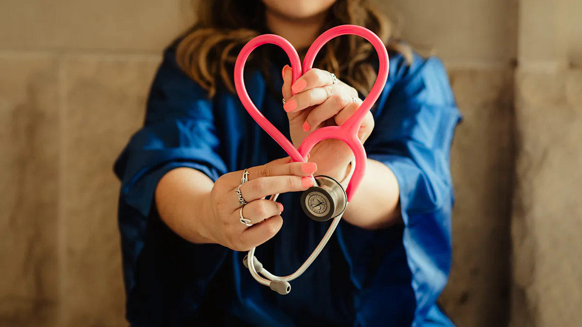Nurse in scrubs holding a stethoscope