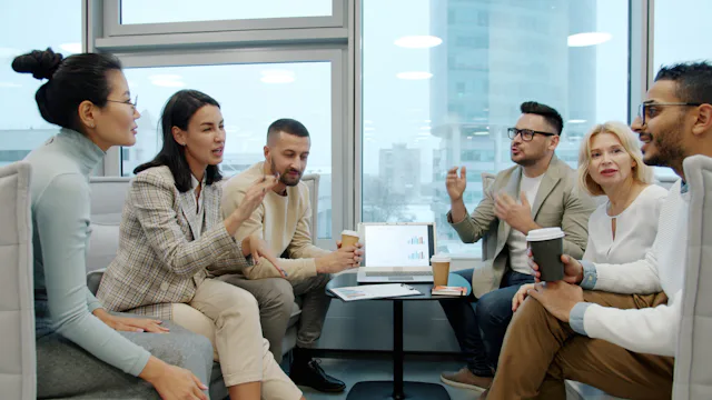 Professionals in an office meeting